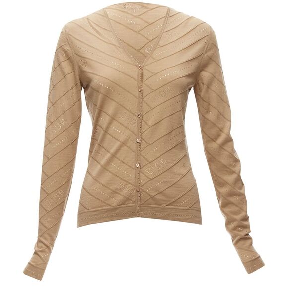 Christian Dior Galliano Dior logo Pointelle knit cardigan